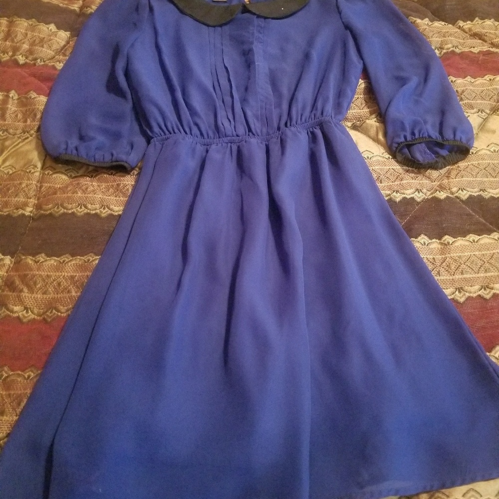 Blue and black collared small dress